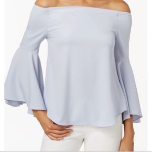 Off The Shoulder Bell Sleeve Top - NAVY